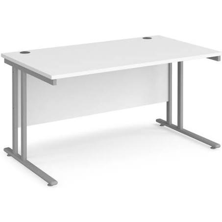 Maestro 25 Straight Desk 1000mm x 800mm - White Cantilever Leg Frame, White Top