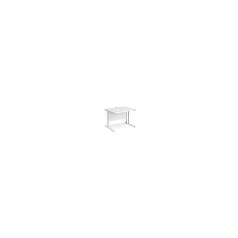 Maestro 25 Straight Desk 1000mm x 800mm - White Cantilever Leg Frame, White Top