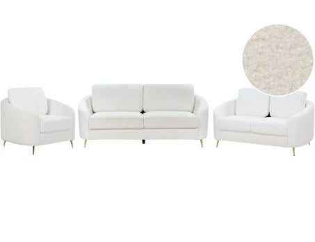 Sofa Set Light Beige Fabric Upholstery 3 + 2 + 1 Seater Glam Beliani