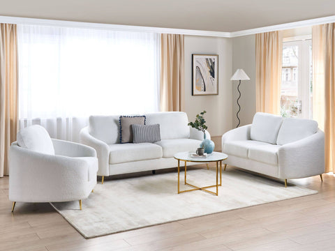 Sofa Set Light Beige Fabric Upholstery 3 + 2 + 1 Seater Glam Beliani