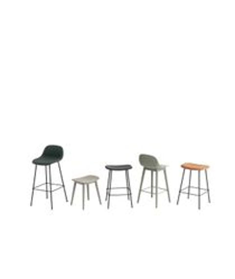 Muuto - Fiber Counter & Bar Stool with Backrest - Tube Base