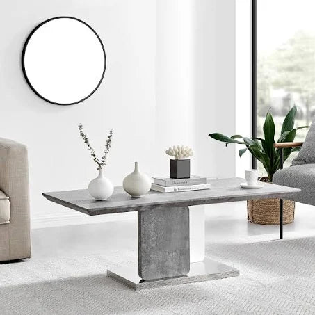 Furniture Box Alba Stone Effect White Gloss and Chrome Coffee Table