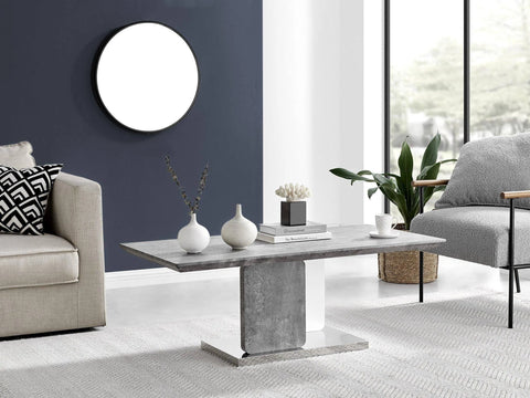 Furniture Box Alba Stone Effect White Gloss and Chrome Coffee Table