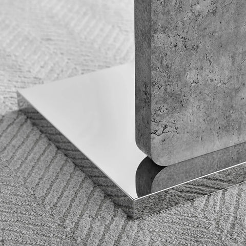 Furniture Box Alba Stone Effect White Gloss and Chrome Coffee Table