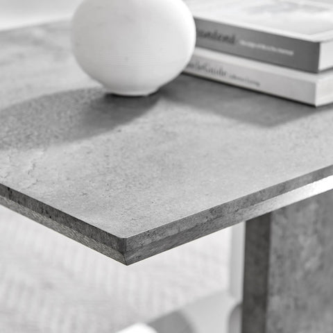 Furniture Box Alba Stone Effect White Gloss and Chrome Coffee Table