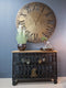 Industrial Sideboard, Shelving Unit, Black Metal Frame, Wooden Top