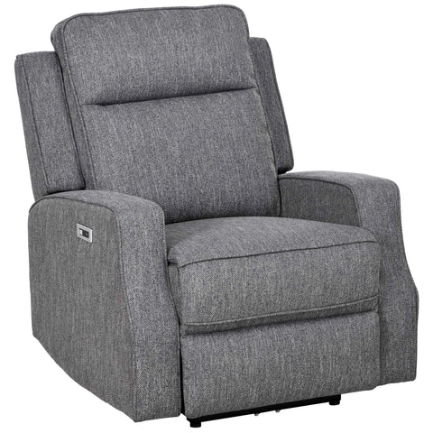 HOMCOM Electric Recliner Armchair, Recliner Chair with Adjustable Leg Rest, USB ...