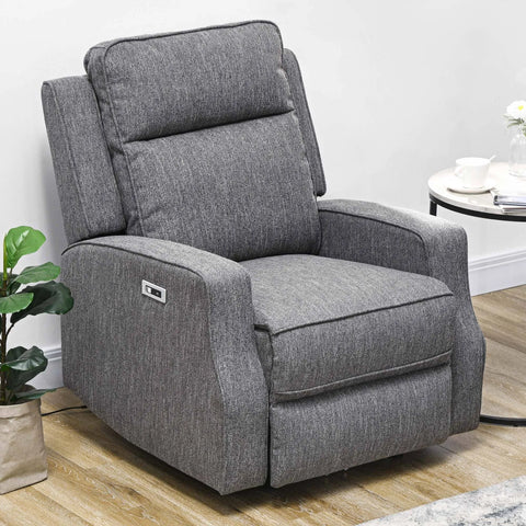 HOMCOM Electric Recliner Armchair, Recliner Chair with Adjustable Leg Rest, USB ...