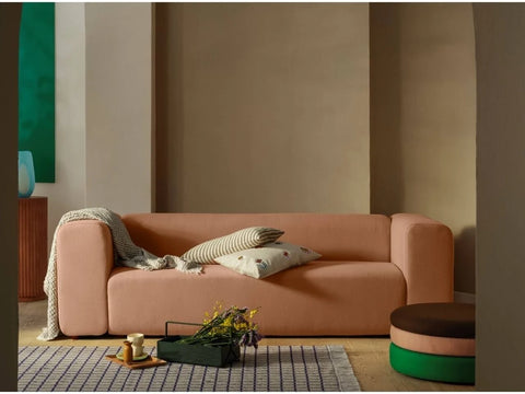 Broste Copenhagen Pond Pouf Green/pink/coffee Ø68cm - 31001147