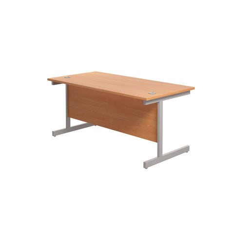 Jemini 1600mm Rectangular Desk, Silver Cantilever Leg, Beech