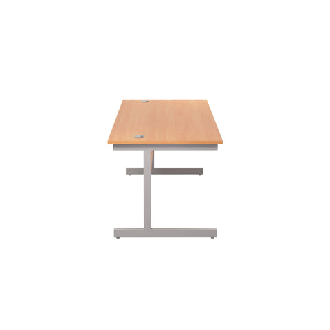 Jemini 1600mm Rectangular Desk, Silver Cantilever Leg, Beech