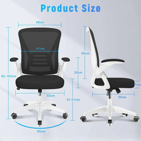 Bigzzia (White B) Ergonomic Office Chair with Adjustable Headrest