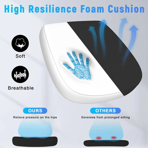 Bigzzia (White B) Ergonomic Office Chair with Adjustable Headrest