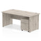 Impulse 1400 x 800mm Straight Desk Maple Top Panel End Leg Workstation 2 Drawer ...