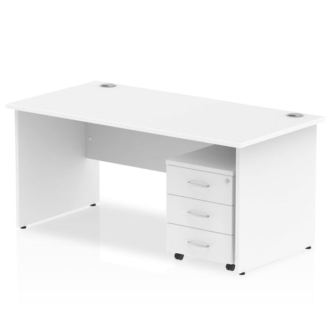 Impulse 1400 x 800mm Straight Desk Maple Top Panel End Leg Workstation 2 Drawer ...