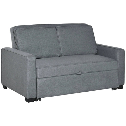HOMCOM Modern 2 Seater Sofa Bed Click Clack Couch Sleeper For Living Room Grey
