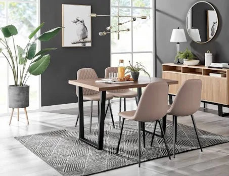 Furniture Box Kylo Brown Wood Effect Dining Table and 4 Cappuccino Corona Black ...