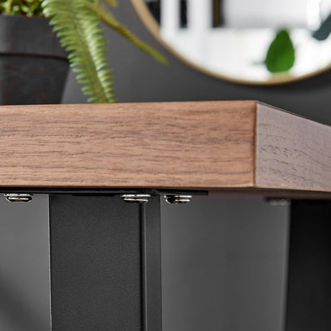 Furniture Box Kylo Brown Wood Effect Dining Table and 4 Cappuccino Corona Black ...