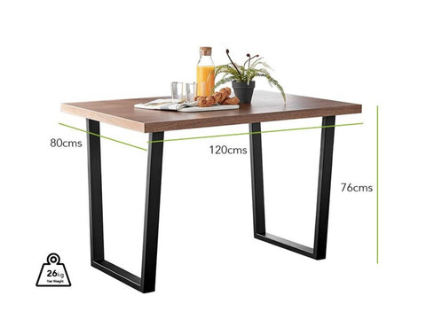 Furniture Box Kylo Brown Wood Effect Dining Table and 4 Cappuccino Corona Black ...