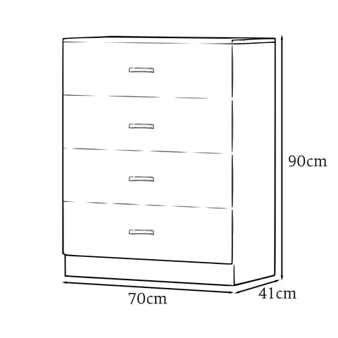 FWStyle Tunis 4 Drawer Large Chest of Drawers with Metal Handles and Runners.Anti ...