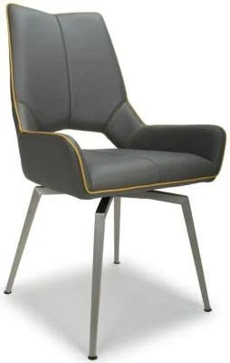 Mako Swivel Leather Effect Dining Chair (Sold in Pairs) - Available in Graphite ...