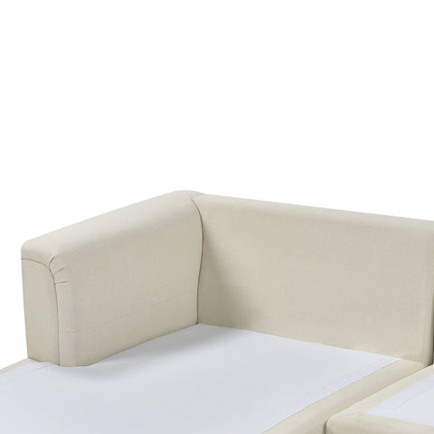 Beliani Right Hand Fabric Corner Sofa with Ottoman Beige Oslo