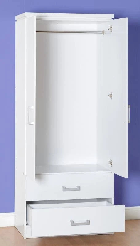 Seconique Charles 2 Door 2 Drawer Oak Effect Veneer Wardrobe