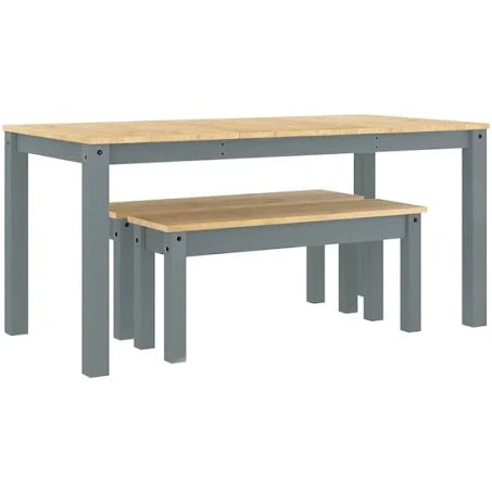 vidaXL 3 Piece Dining Set Panama Grey Solid Wood Pine