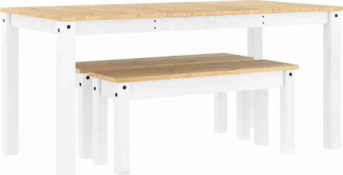 vidaXL 3 Piece Dining Set Panama Grey Solid Wood Pine