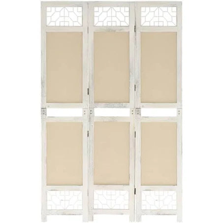 vidaXL 3-Panel Cream Room Divider - Freestanding Fabric Partition for Privacy and ...