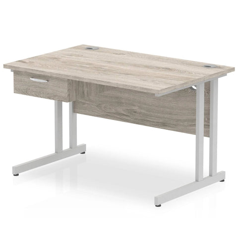 Impulse 1800 x 800mm Straight Office Desk Oak Top Silver Cantilever