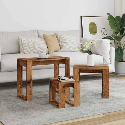 2 Tier Round Side Table Oak - Brown - Deenz