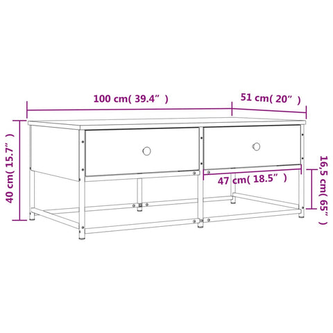 vidaXL Coffee Table Brown Oak 100x51x40 cm Engineered Wood