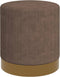 HOMCOM - Modern Round Footstool, Fabric Upholstered Foot Rest - Light Brown