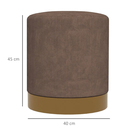 HOMCOM - Modern Round Footstool, Fabric Upholstered Foot Rest - Light Brown