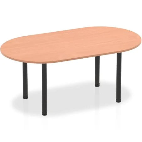 Impulse Boardroom Table Chrome Post Leg White 1800mm