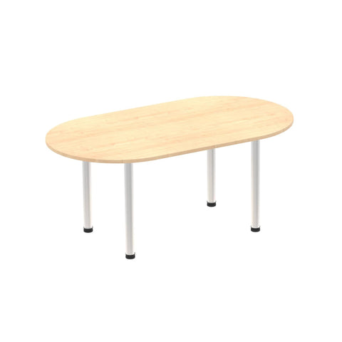Impulse Boardroom Table Chrome Post Leg White 1800mm