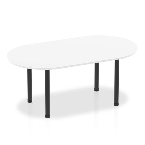Impulse Boardroom Table Chrome Post Leg White 1800mm