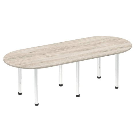 Impulse Boardroom Table Chrome Post Leg White 1800mm