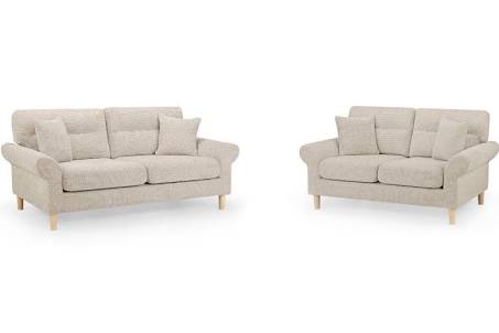 Florence Beige Fabric 3 and 2 Seater Sofas