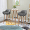 HOMCOM 2 Pcs Bar Stools Upholstered Bucket Seat W/ Wood Legs, Grey