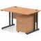 Impulse 1200mm Straight Desk Oak Top Black Cantilever Legs & 2 Drawer Pedestal ...