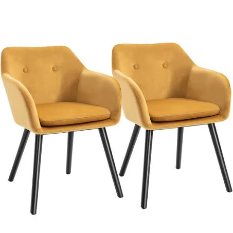 HOMCOM Set of 2 Modern Upholstered Fabric Bucket Seat Dining