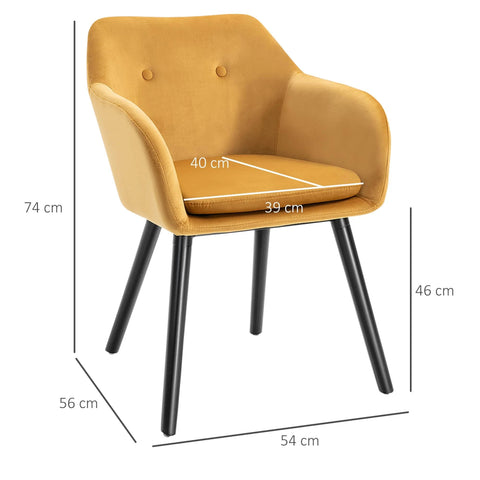 HOMCOM Set of 2 Modern Upholstered Fabric Bucket Seat Dining