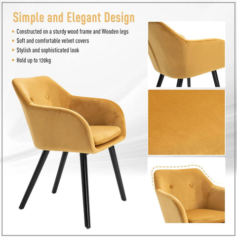 HOMCOM Set of 2 Modern Upholstered Fabric Bucket Seat Dining