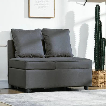 HOMCOM - Folding Sleeper Sofa Bed Chair with Pillows, Pocket - Grey