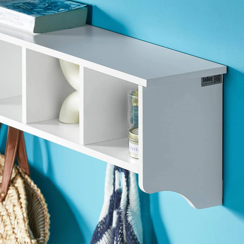 SoBuy FRG48-L-W, White Wall Display Storage Unit with 4 Components 5 Hooks, Wall ...