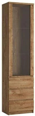 Clearance - Fribo Oak Effect Narrow 1 Door Glazed Display Cabinet - FSS15948