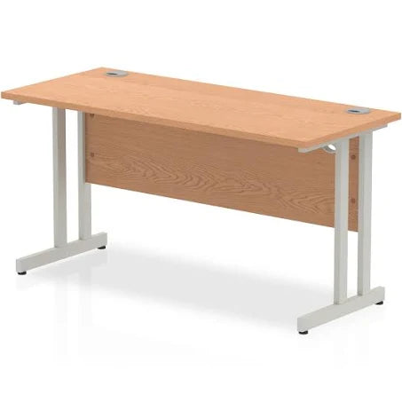Impulse 1400mm Slimline Desk Cantilever Leg Oak / Silver