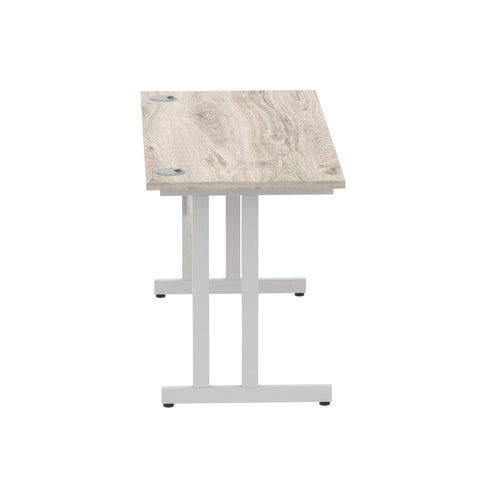 Impulse 1400mm Slimline Desk Cantilever Leg Oak / Silver